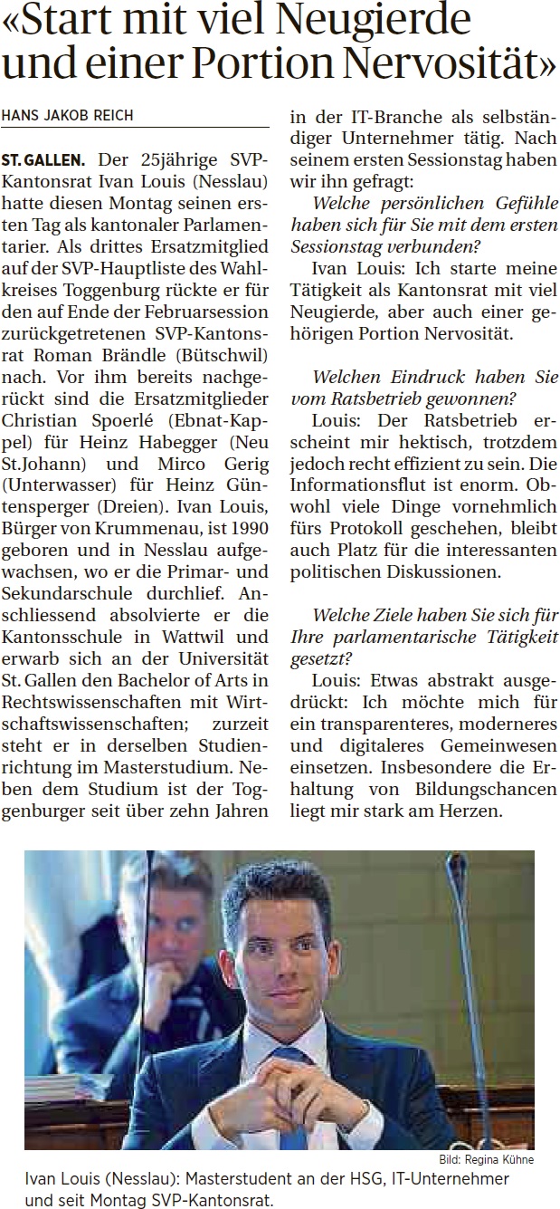 «Start mit viel Neugierde und einer Portion Nervosität» (Mittwoch, 03.06.2015)