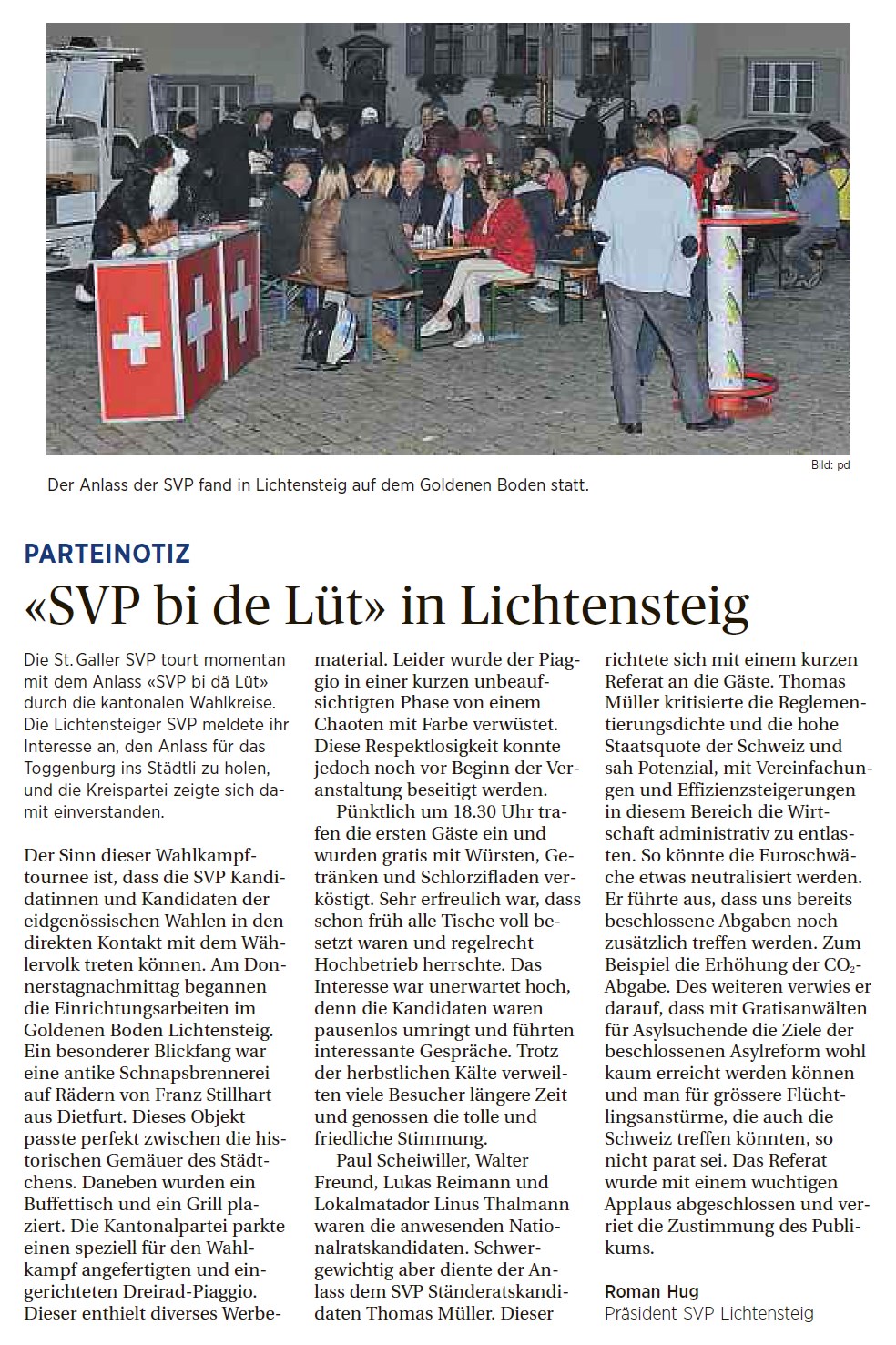 «SVP bi de Lüt» in Lichtensteig (Mittwoch, 14.10.2015)
