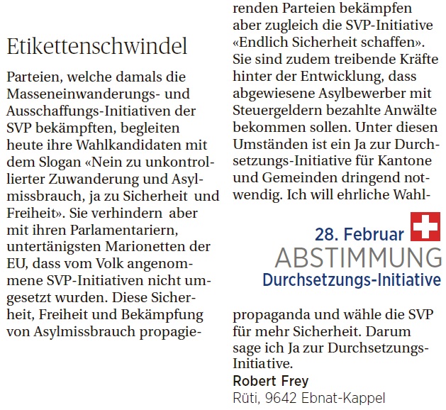 Etikettenschwindel (Montag, 15.02.2016)