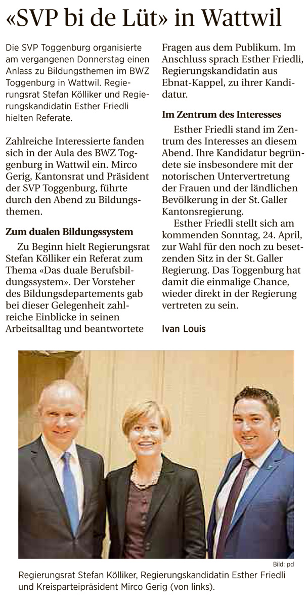 SVP bi de Lüt in Wattwil (Mittwoch, 20.04.2016)
