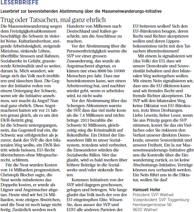 Trug oder Tatsachen, mal ganz ehrlich (Dienstag, 28.01.2014)