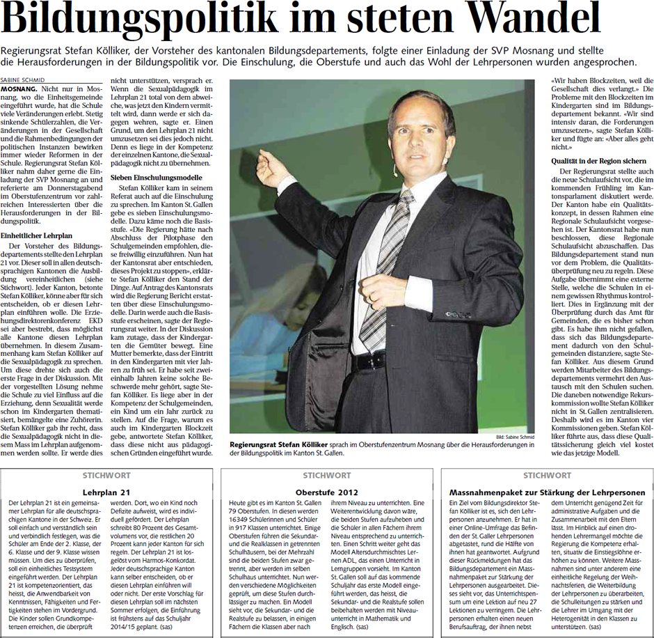 Bildungspolitik im steten Wandel (Samstag, 26.11.2011)